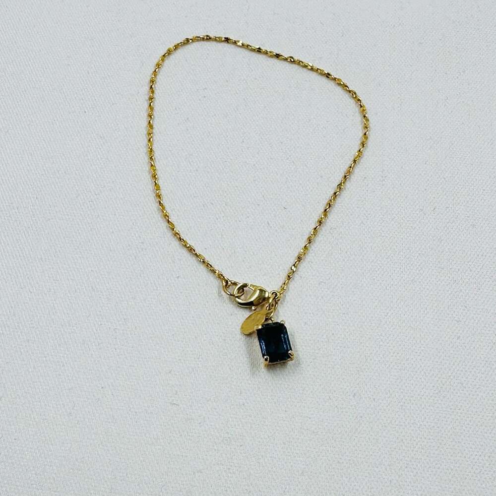 Vintage B.C. Lind 14K GE Blue Stone Charm Bracelet